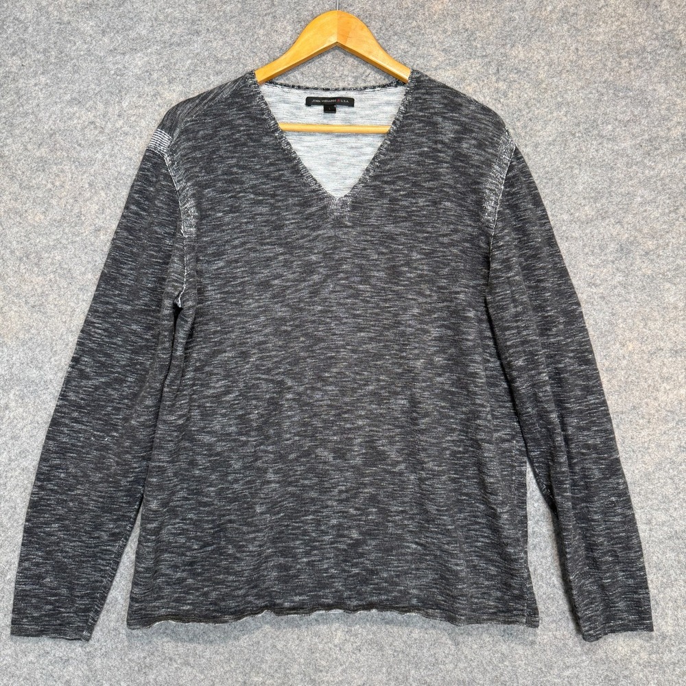 John Varvatos V Neck Sweater Mens Large‎ Heathered Lightweight Thin Knit Casual